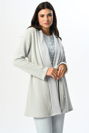 Lace Collar 3-Piece Maternity-Nursing Pajama & Knitwear Robe Set - 24348