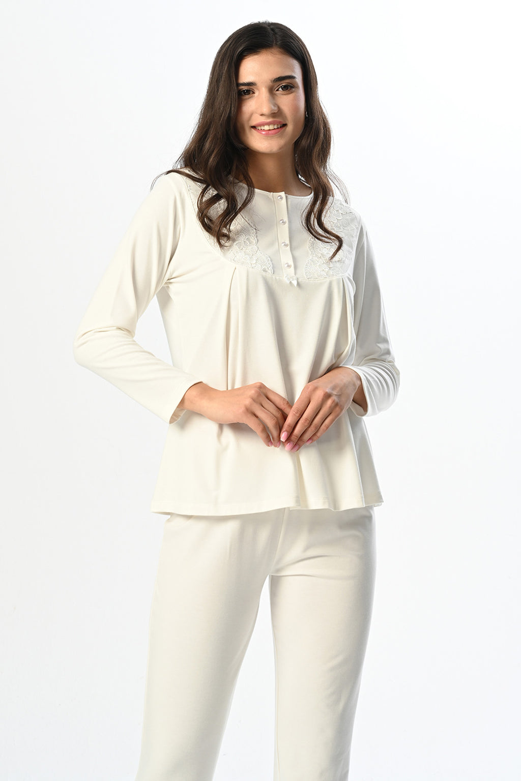 Lacy Edge 3-Piece Maternity Feeding-Friendly Pajama & Robe Set - N24359