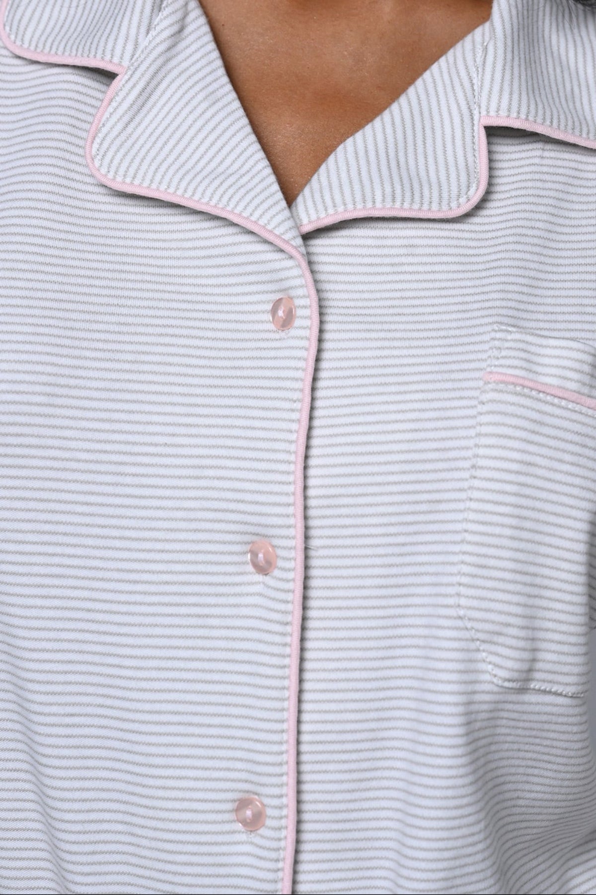 Striped 3-Piece Maternity-Nursing Pajama & Robe Set Grey - 24372