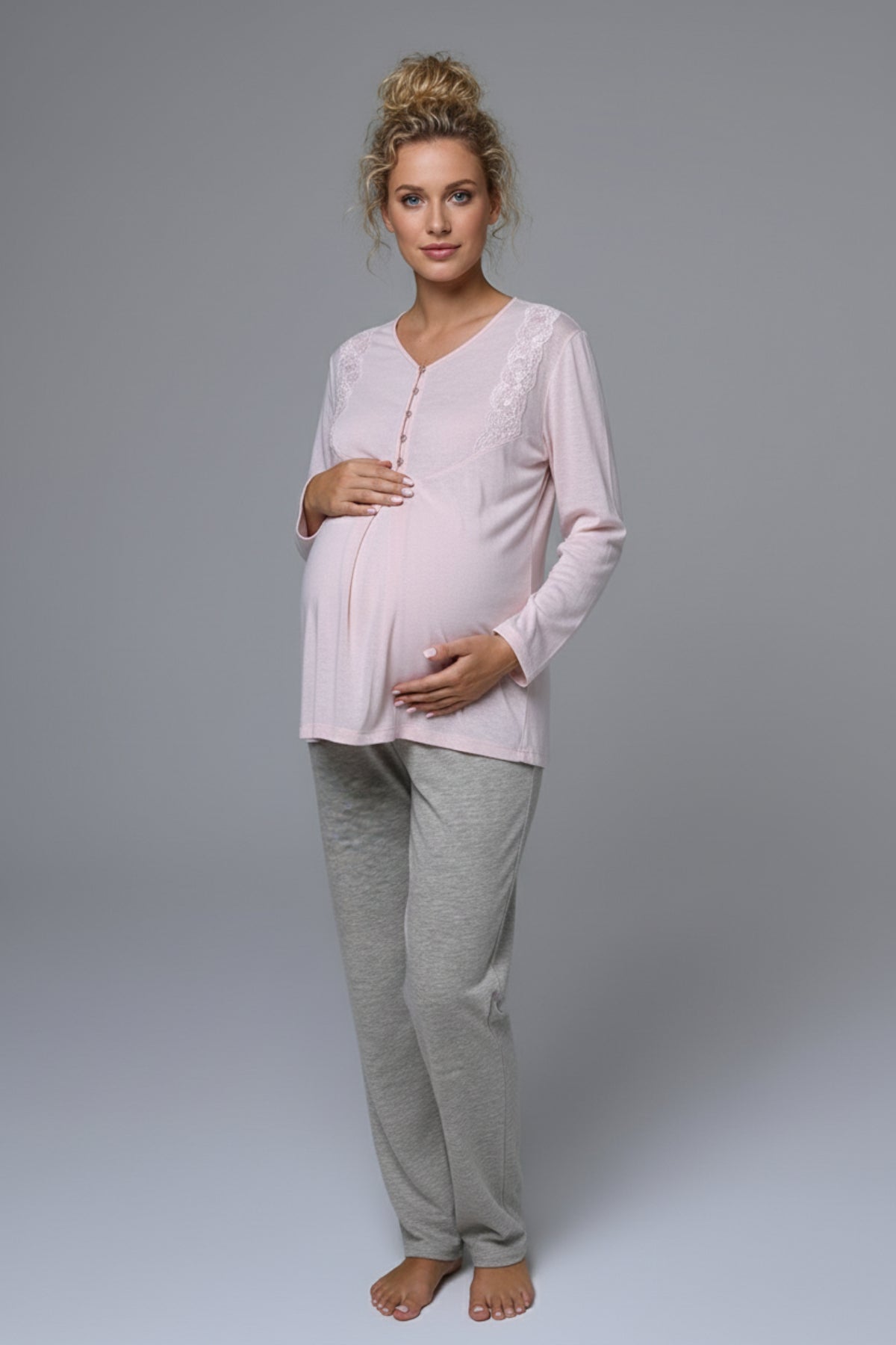 Lacy Edge 3-Piece Maternity-Nursing Pajama & Robe Set - 24374