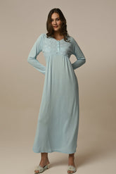 Guipure Collar Maternity & Nursing Nightgown - 24402