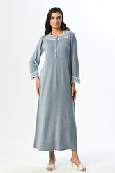 Ribbed Lace Maternity & Nursing Nightgown - 24407