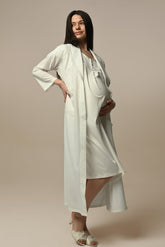 Lace Edge Maternity-Nursing Nightgown & Robe Set - 24503