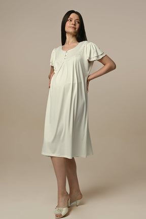 Lace Edge Maternity-Nursing Nightgown & Robe Set - 24503