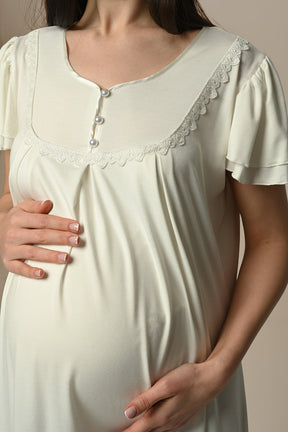 Lace Edge Maternity-Nursing Nightgown & Robe Set - 24503
