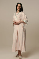 Lace Maternity-Nursing Nightgown & Jacquard Robe Set - 24515