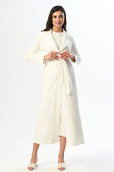 Guipure Collar Maternity-Nursing Nightgown & Jacquard Robe Set - 24524