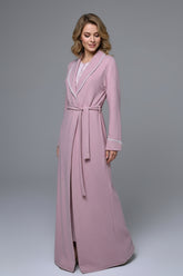Lace Collar Maternity-Nursing Nightgown & Robe Set Pink - 24537