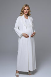 Lace Collar Maternity-Nursing Nightgown & Lace Sleeve Robe Set - 24540