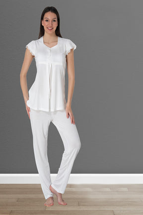 Lacy 4 Piece Maternity-Nursing Set Ecru - 2526