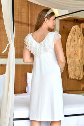 Pearl Collar Maternity & Nursing Nightgown Ecru - 25623