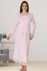 Lace Sleeve Maternity & Nursing Nightgown Pink - 3043