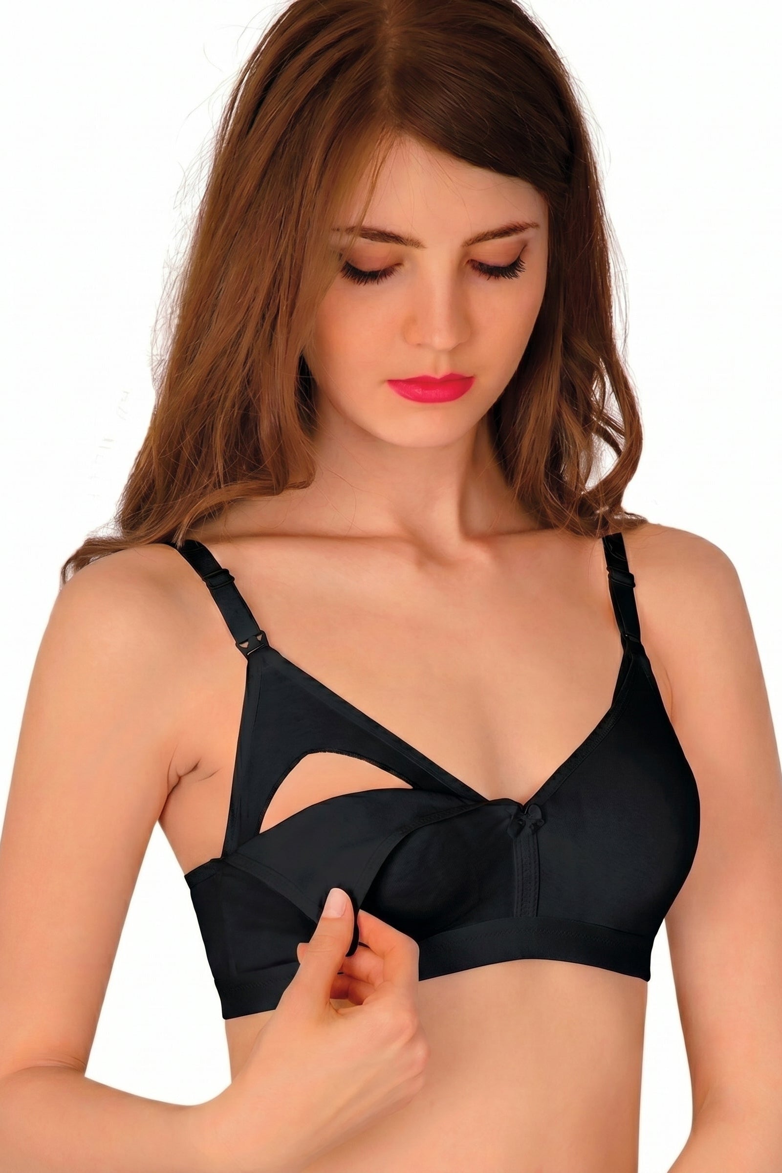 Non-Underwired Cotton Nursing Bra Black - 305