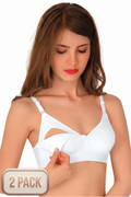2-Pack Non-Underwired Cotton Nursing Bra White - 305