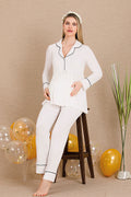 Bias Maternity & Nursing Pajama Set Ecru - 33202