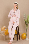 Bias Maternity & Nursing Pajama Set Pink - 33202