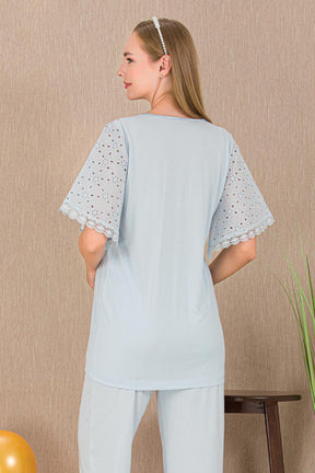 Festoon Maternity & Nursing Pajama Set Blue - 33207