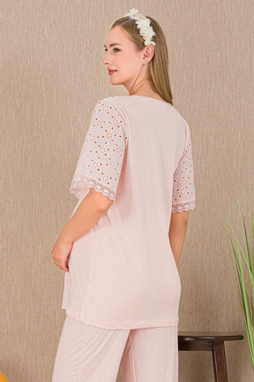 Festoon Maternity & Nursing Pajama Set Pink - 33207