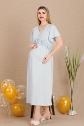 Lacy Panel Maternity & Nursing Nightgown Blue - 33401