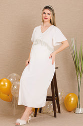 Lacy Panel Maternity & Nursing Nightgown Ecru - 33401