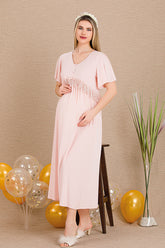Lacy Panel Maternity & Nursing Nightgown Pink - 33401