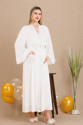 Lacy Panel Maternity-Nursing Nightgown & Robe Set Ecru - 33500