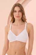 Wide-Strap Non-Underwired Cotton Nursing Bra White - 3581