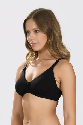 Seamless Non-Underwired Cotton Nursing Bra Black - 3581