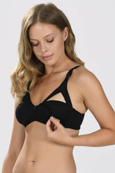 Seamless Non-Underwired Cotton Nursing Bra Black - 3581