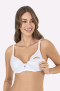 Evil Eye Charm Underwired Padded Contour Cup Nursing Bra Luxury Everyday Look White - 3628