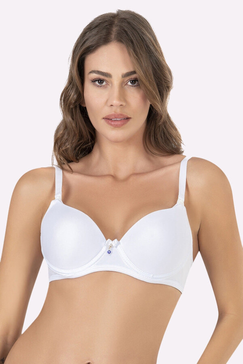 Evil Eye Charm Underwired Padded Contour Cup Nursing Bra Luxury Everyday Look White - 3628