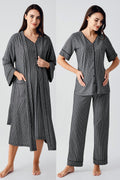 Double Breastfeeding 4-Piece Maternity-Nursing Set Black - 406209
