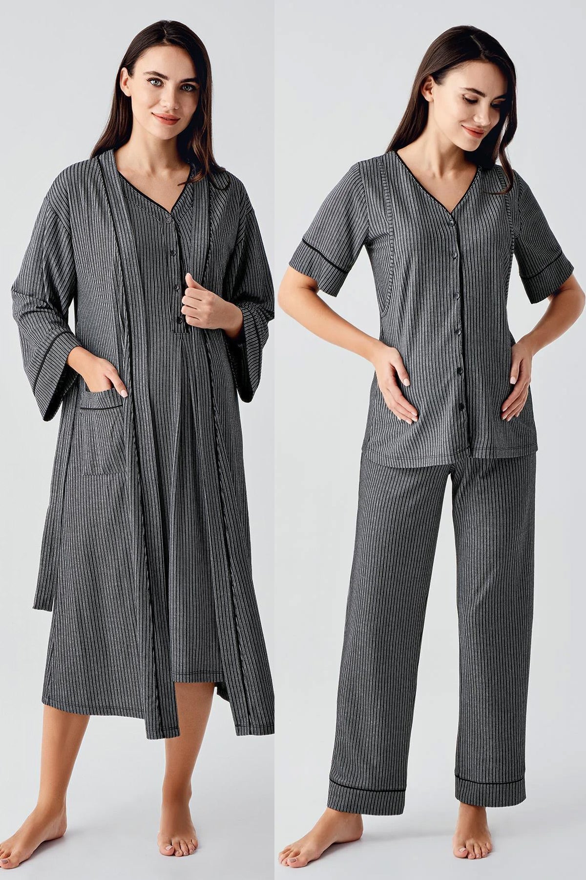 Double Breastfeeding 4-Piece Maternity-Nursing Set Black - 406209
