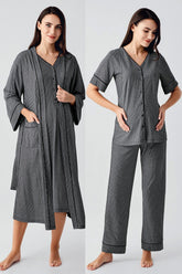 Double Breastfeeding 4-Piece Maternity-Nursing Set Black - 406209