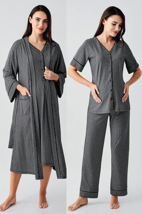 Double Breastfeeding 4-Piece Maternity-Nursing Set Black - 406209