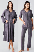 Double Breastfeeding 4-Piece Maternity-Nursing Set Purple - 406209