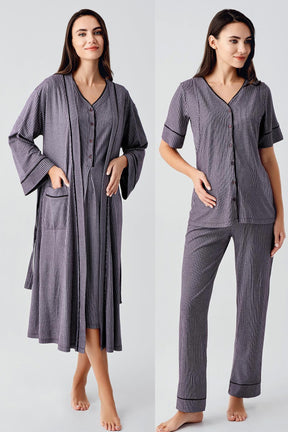 Double Breastfeeding 4-Piece Maternity-Nursing Set Purple - 406209