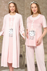 Kitty Pattern 4-Piece Maternity-Nursing Set Powder - 412421
