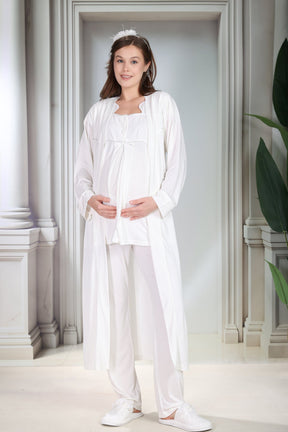 Eyelet Lace 4-Piece Maternity-Nursing Set Ecru - 5086