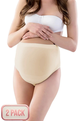 2-Pack Seamless Shaping Maternity Panties & Briefs Wire-Free Belly Support Skin - 5210