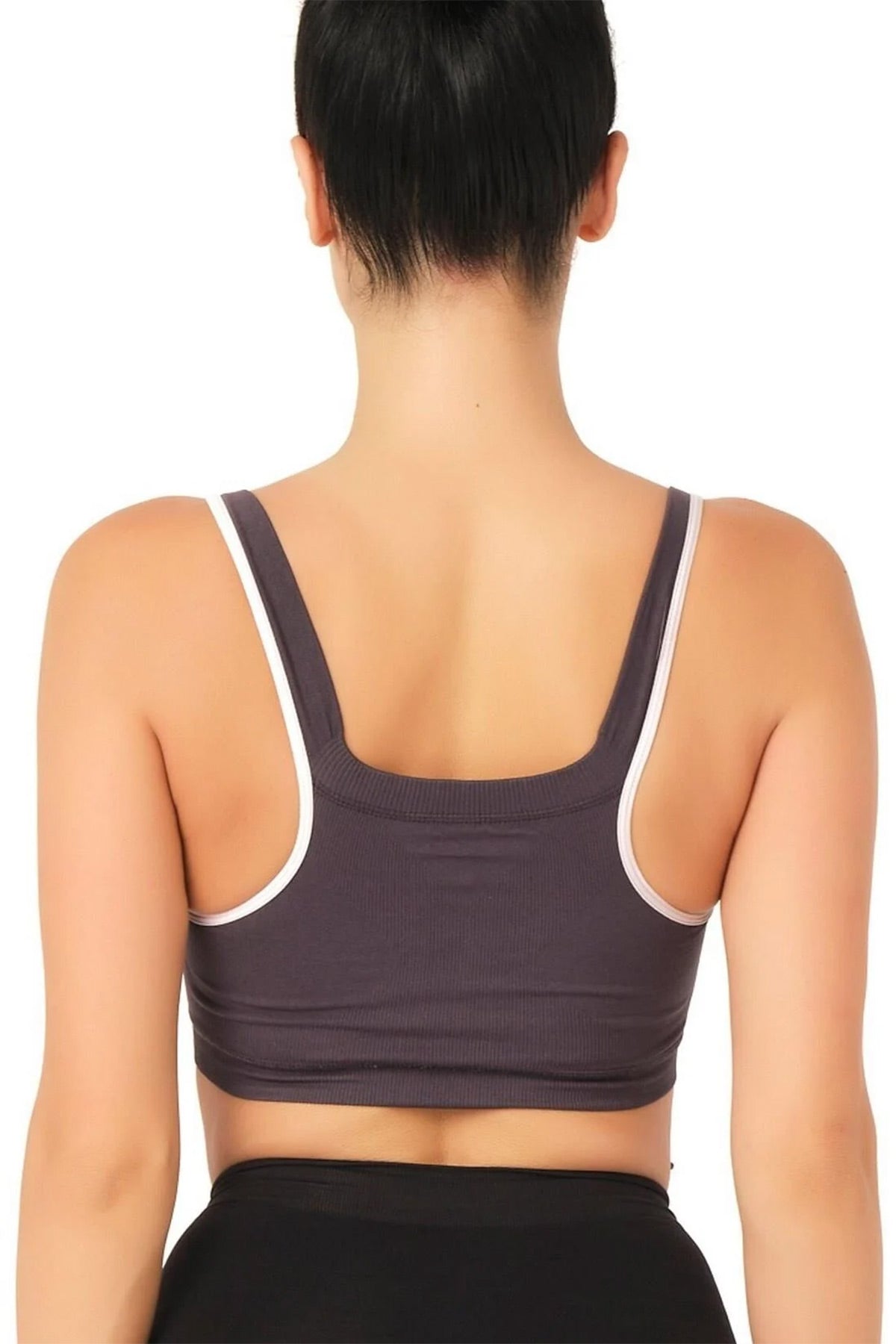 Lace Trim Polka Dot Seamless Nursing Bra Shaping Crop Style Anthracite - 5310