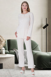 Laced Maternity & Nursing Pajamas Pink - 5734