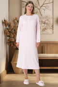 Guipure Plus Size Maternity & Nursing Nightgown Pink - 5824