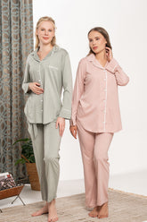 Polka-Dot Bias Maternity & Nursing Pajama Set - 5848