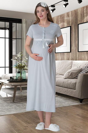 Bow Striped 4 Pieces Maternity & Nursing Set Grey - 6061