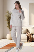 Flowery Plus Size Maternity & Nursing Pajama Set Coffee - 6021
