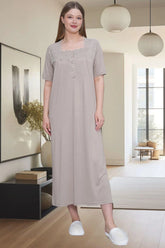 Guipure Collar Plus Size Maternity & Nursing Nightgown Mink - 6049