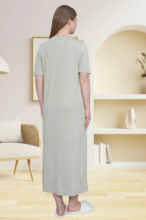 Guipure Collar Plus Size Maternity & Nursing Nightgown Green - 6049