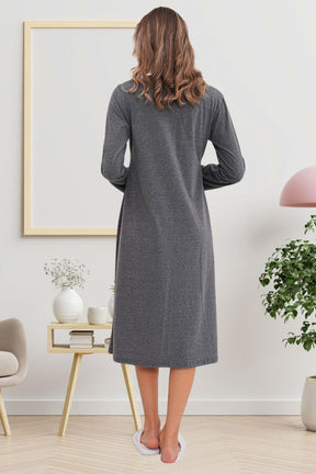 Flowery Guipure Collar 4-Piece Maternity-Nursing Set Charcoal - 6172