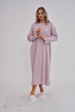Heart Plus Size Maternity & Nursing Nightgown Lilac - 6152